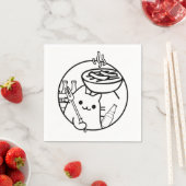 Cartoon Cat Grilling BBQ Grill Napkins Servet (Insitu)