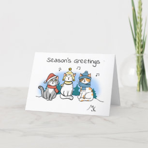 Cartoon Cat Kerstkerst Carollers Groeten van het s Kaart