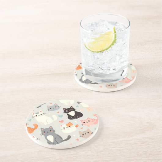 Cartoon Cat Lover Onderzetter – Fun Table Decor (Zijkant)