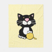 Cartoon Cat op Polka Dot Fleece Deken (Voorkant)