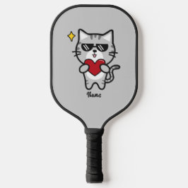 Cartoon cat pickleball paddle