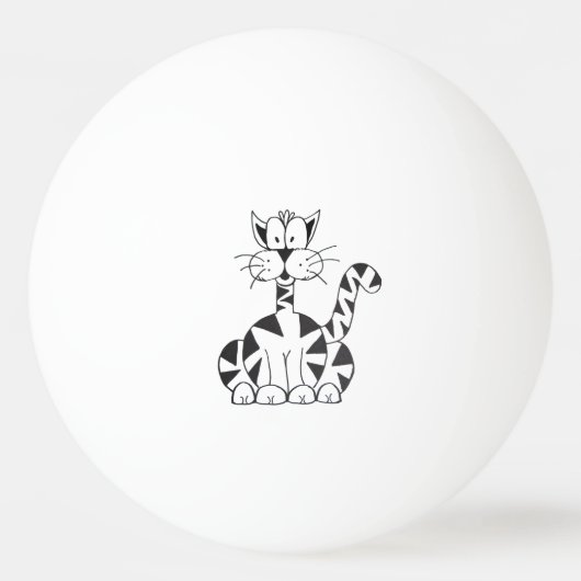 Cartoon Cat Ping Pong Ball (Voorkant)