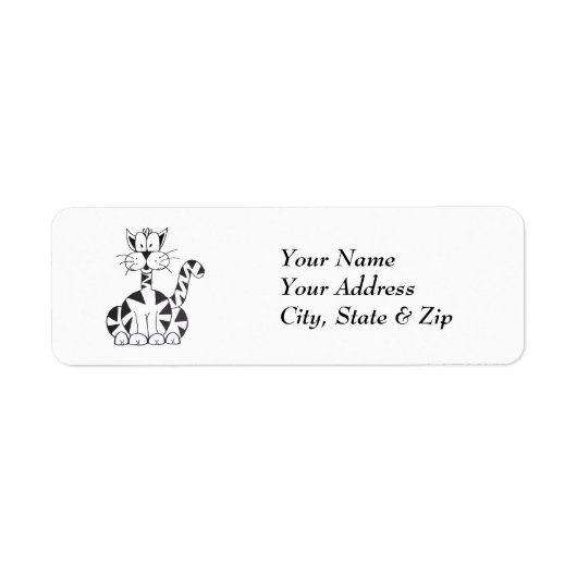 Cartoon Cat Return Address Labels (Voorkant)