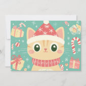 Cartoon Cat Schattige Xmas Candy Cane Aangepaste t Feestdagenkaart (Voorkant)