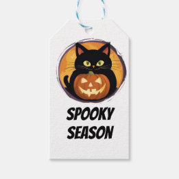 Cartoon Cat Spooky Seizoen Halloween Happy Holiday Cadeaulabel