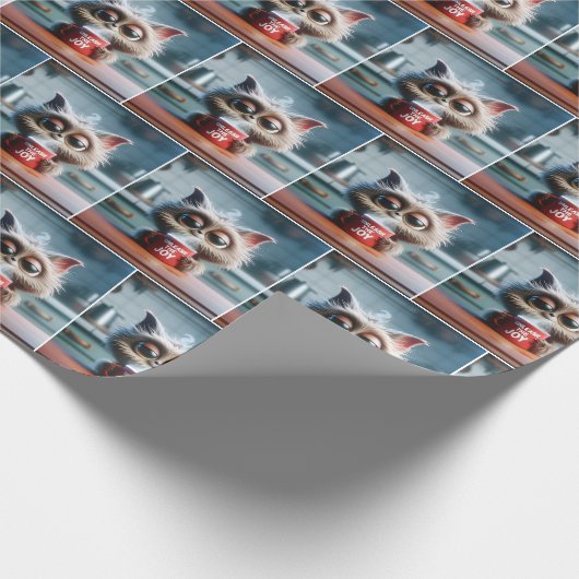 Cartoon Cat With Humorous Text On a Coffee Mug Cadeaupapier (Hoek)