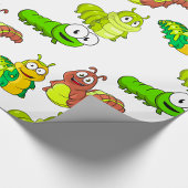 Cartoon Caterpilars Green Yellow Brown Cadeaupapier