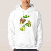 Cartoon Caterpilars Green Yellow Brown Hoodie (Voorkant)