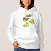 Cartoon Caterpilars Green Yellow Brown Hoodie (Voorkant)