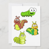 Cartoon Caterpilars Green Yellow Brown Kaart (Voorkant)