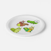 Cartoon Caterpilars Green Yellow Brown Papieren Bordje (Gekanteld)