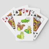 Cartoon Caterpilars Green Yellow Brown Pokerkaarten (Achterkant)