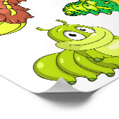Cartoon Caterpilars Green Yellow Brown Poster (Hoek)