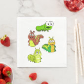 Cartoon Caterpilars Green Yellow Brown Servet (Insitu)