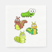 Cartoon Caterpilars Green Yellow Brown Servet (Voorkant)