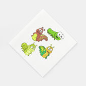 Cartoon Caterpilars Green Yellow Brown Servet (Hoek)