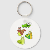 Cartoon Caterpilars Green Yellow Brown Sleutelhanger (Voorkant)