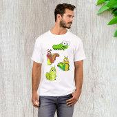 Cartoon Caterpilars Green Yellow Brown T-shirt