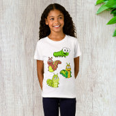 Cartoon Caterpilars Green Yellow Brown T-shirt