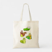 Cartoon Caterpilars Green Yellow Brown Tote Bag (Achterkant)