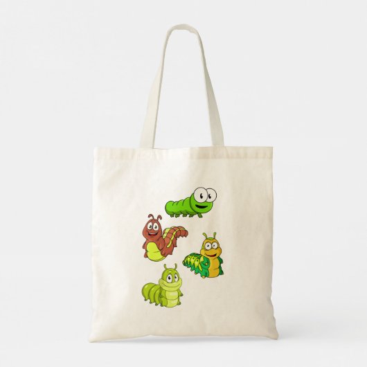Cartoon Caterpilars Green Yellow Brown Tote Bag (Achterkant)