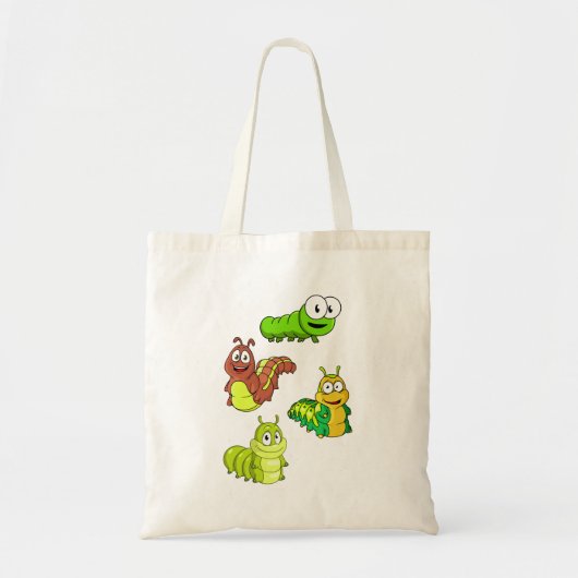 Cartoon Caterpilars Green Yellow Brown Tote Bag (Voorkant)