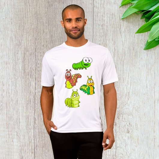Cartoon Caterpillar Characters Adorable Insects T-shirt