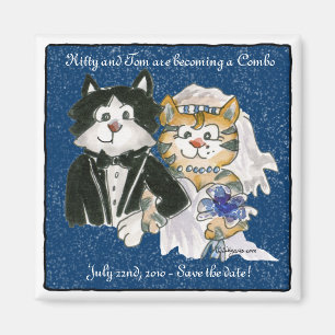 Cartoon Cats Bruiloft Save the Date Magnets Magneet