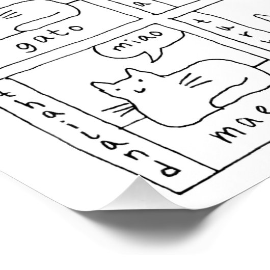 Cartoon Cats Different Languages Glossy Poster (Hoek)