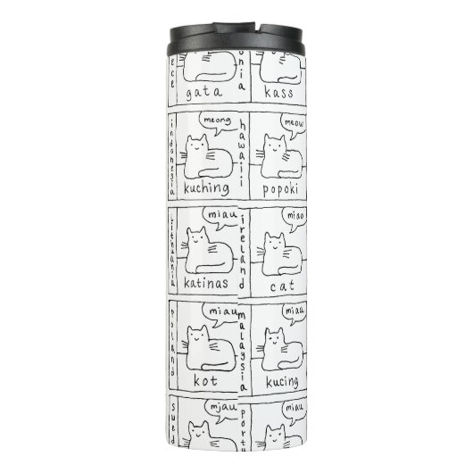 Cartoon Cats Different Various Languages Meow Thermosbeker (Achterkant)