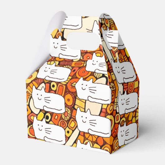 Cartoon Cats Doodle Line Drawing Favor Boxes Bedankdoosjes (Voorkant Zijde)