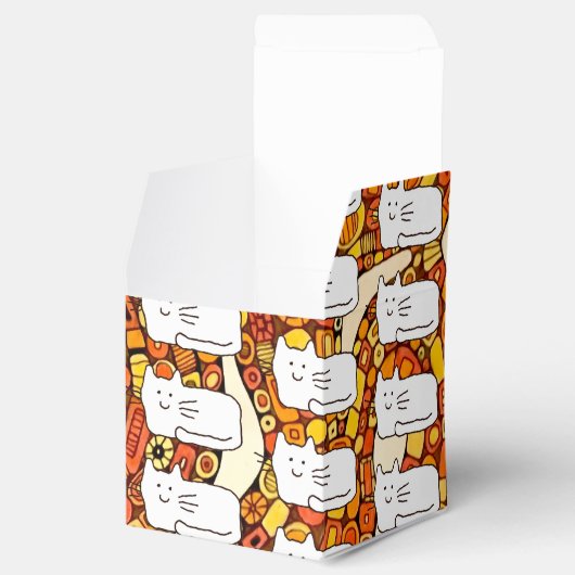 Cartoon Cats Doodle Line Drawing Favor Boxes Bedankdoosjes (Geopend)