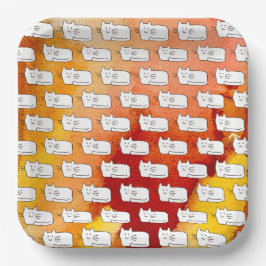 Cartoon Cats Doodle Line Drawing Papieren Bordje