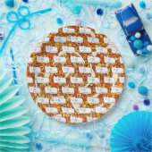 Cartoon Cats Doodle Line Drawing Papieren Bordje (Feest)