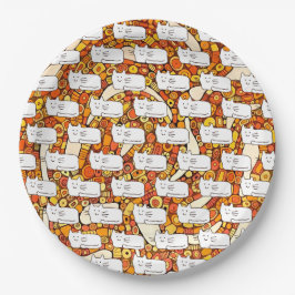 Cartoon Cats Doodle Line Drawing Papieren Bordje