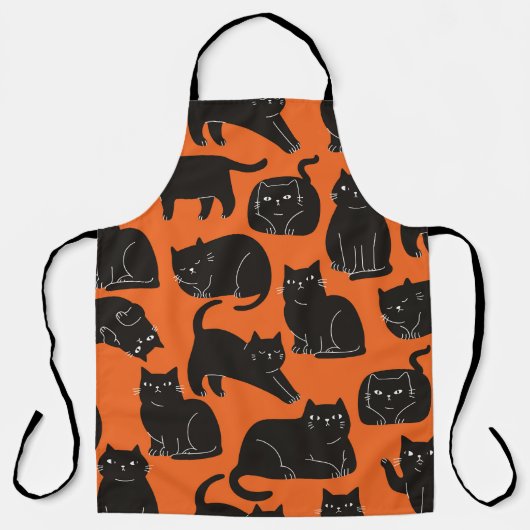 Cartoon Cats Hand getrokken patroon Schort (Voorkant)