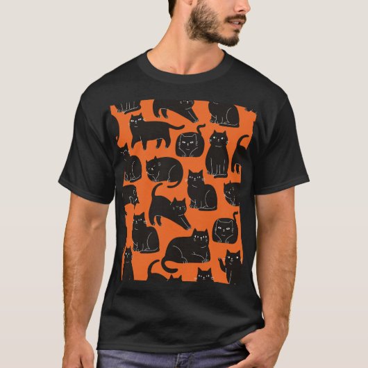 Cartoon Cats Hand getrokken patroon T-shirt (Voorkant)