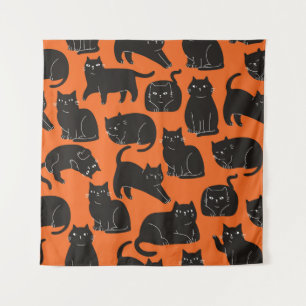 Cartoon Cats Hand getrokken patroon Wandkleed