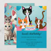 Cartoon Cats Kinder’ Gesponnen-effect Verjaardagsf Kaart (Voorkant / Achterkant)