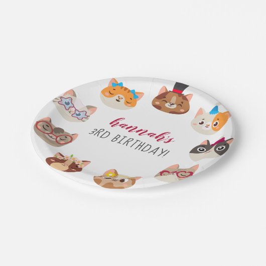 Cartoon Cats Purr-fect Birthday Party Papieren Bordje (Gekanteld)