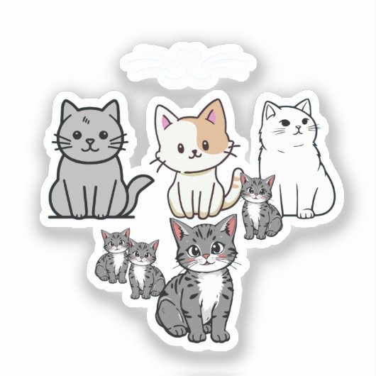 Cartoon Cats Sticker (Voorkant)