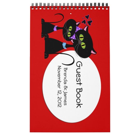 Cartoon Cats Wedding Guest Book Kalender (Hoes)