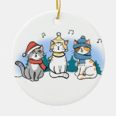 Cartoon Cats zingend een vrolijk kerstkarol Keramisch Ornament (Voorkant)