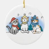 Cartoon Cats zingend een vrolijk kerstkarol Keramisch Ornament (Achterkant)