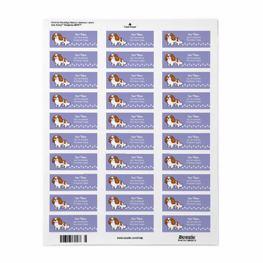 Cartoon Cavalier King Charles Spaniel Etiket (Full Sheet)