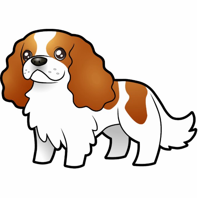 Cartoon Cavalier King Charles Spaniel Fotobeeldje Magneet (Voorkant)