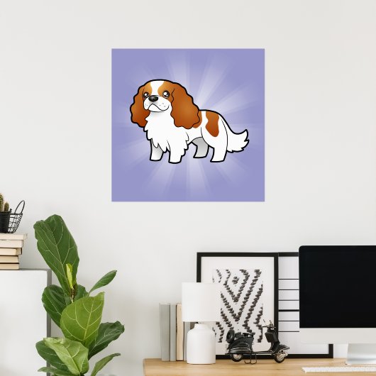 Cartoon Cavalier King Charles Spaniel Poster (Thuiskantoor)