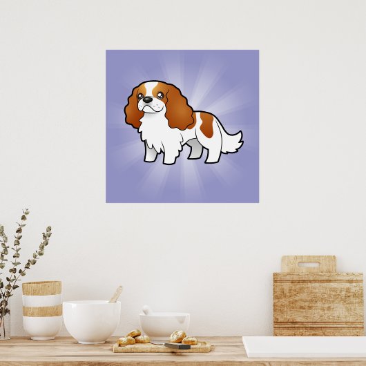 Cartoon Cavalier King Charles Spaniel Poster (Keuken)