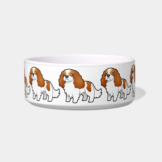 Cartoon Cavalier King Charles Spaniel Voerbakje (Voorkant)