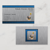 Cartoon Caveman; metaal-look Visitekaartje (Voorkant / Achterkant)